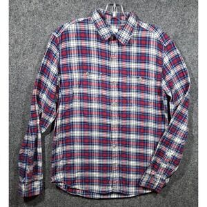 GAP Flannel Classic Shirt Top Women's S Blue & Red‎ Plaid Button Up Long Sleeve